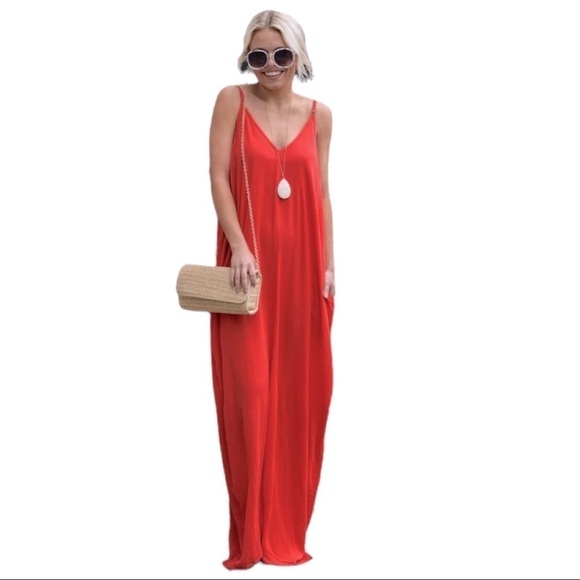 Maxi Dress Beach Party Dress Pull-On with Pockets, Flowy, Sexy, Women’s … - Picture 5 of 9